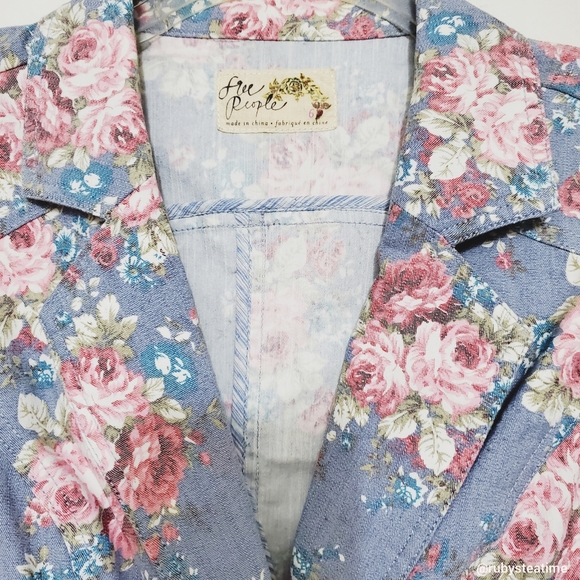 🎉Rare! FREE PEOPLE Romantic Floral Crop Blazer, NEW with Tag - Picture 4 of 11